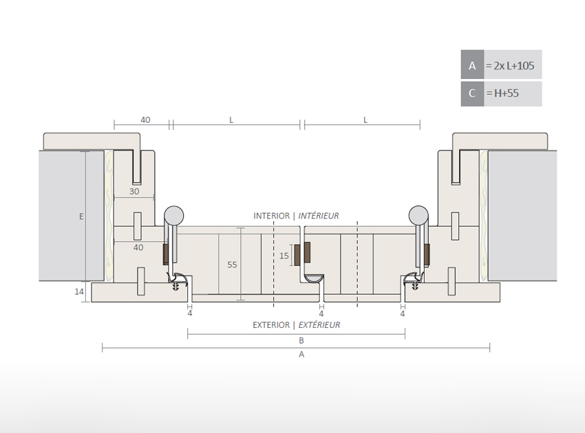 Exterior flush hinged door frame CF-FCE (2 Foils)